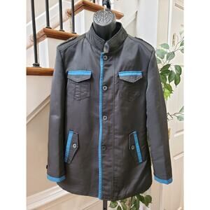 Platini Mens Black Cotton Long Sleeve Casual Button Front Jacket Size X-Large